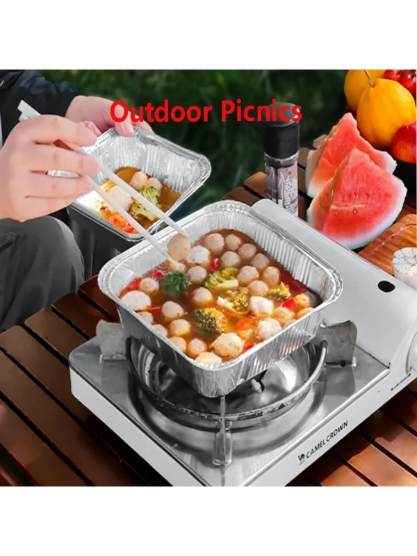 Square Aluminum Foil Food Container | Disposable Aluminium Food Plate Bowl - 10pcs - Image 3