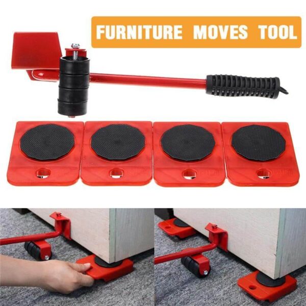 (5 in 1) Heavy Furniture Move Tool Transport Lifter Shifter Moving Kit Slider Remover Rolling Wheel Corner Mover Set - Image 3