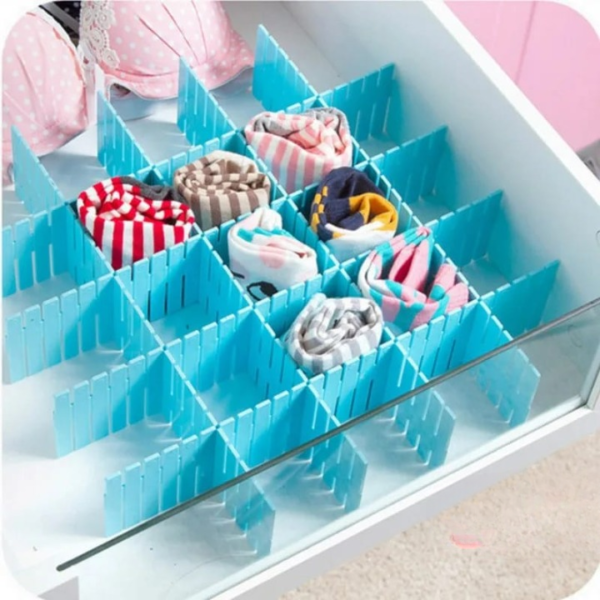 4 Pcs - DIY plastic Drawer Grid Separator Divider Partition Storage Organizer (random color) - Image 3