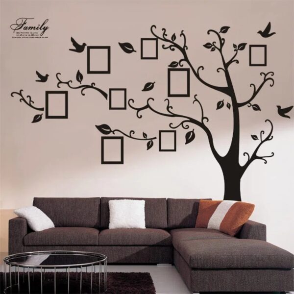 Large 200x250 Cm 79x99 in - Black 3D DIY Photo Tree PVC Wall Decals Adhesive Family Wall Stickers Mural Art Home Decor - Image 3