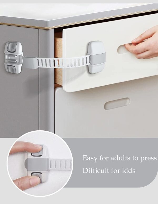 Multipurpose Adjustable and Flexible Baby Safety Latch for Drawers Cabinets etc, - Image 6