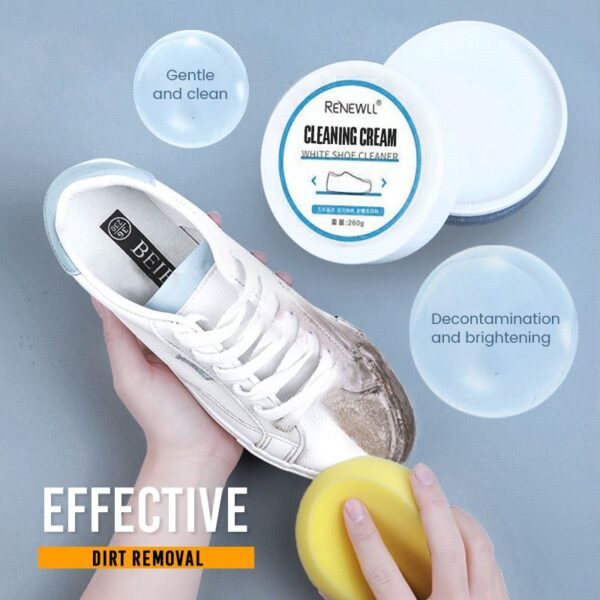 Shoes Cleaning Cream Stains Remover Shoes Whitening All-Purpose Cleansing Cream With Wipe Sponge For Shoes Sneakers - 150g - Image 2