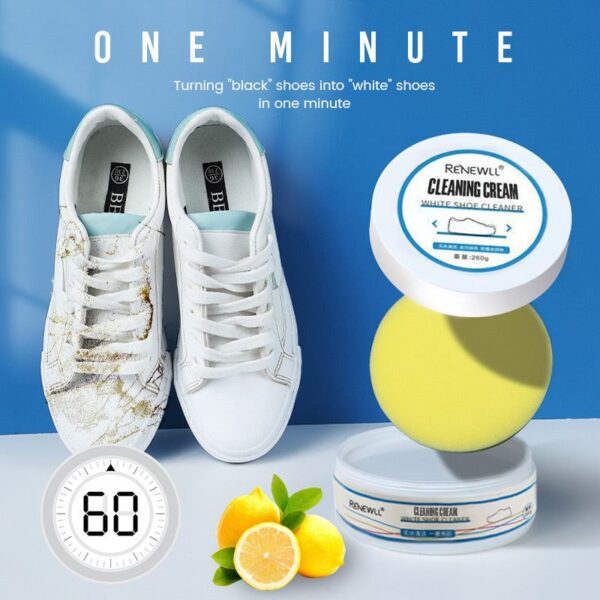 Shoes Cleaning Cream Stains Remover Shoes Whitening All-Purpose Cleansing Cream With Wipe Sponge For Shoes Sneakers - 150g - Image 5