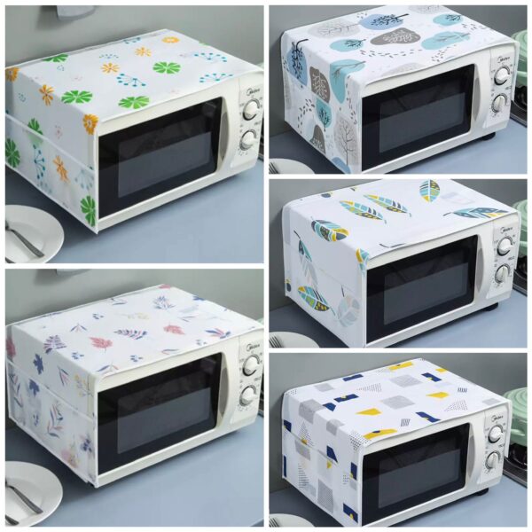 Oven Cover Kitchen Microwave Cover Waterproof Oil Dust Double Pockets Microwave Oven Cover (Random Design) (Made in China)