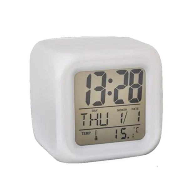 Creative Alarm Clock Sublimation LED Digital Clock 7 Color Changing Light Night Glowing Kids Desk Clock - Image 6