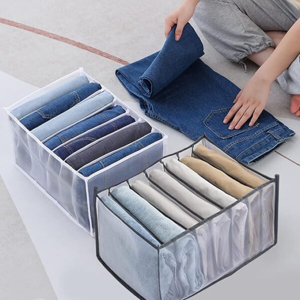 7 Grids Washable Wardrobe Clothes Organizer, Jeans Compartment Storage Box, Clothes Drawer Mesh Separation Box, Portable Foldable Closet - Image 5