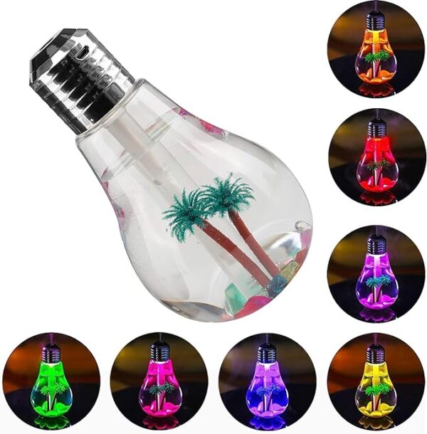 USB Air Humidifier | Bulb Humidifier Lamp Shape | Decorative Lights Diffuser, Purifier Atomizer With Colorful LED Night Light for Office Desk, Bedroom, Living Room, Home Decor - Image 5