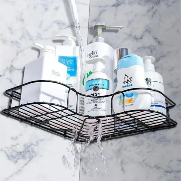 Metal Corner Rack For Bathroom & Kitchen | Bathroom Metal Shelf Organizer | Storage Rack Corner Frame Shampoo Storage Holder | Wall Mount Bathroom Accessories - Image 6