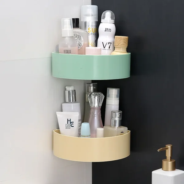 Stick On Corner Triangle Rack Bathroom Shelf (random color ) - Image 3