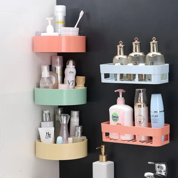 Stick On Corner Triangle Rack Bathroom Shelf (random color ) - Image 6