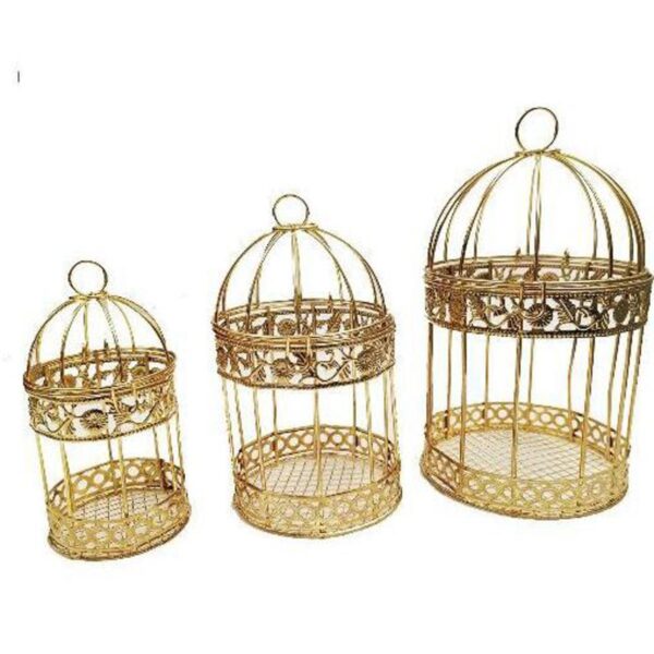 Metallic bird Cages for home decor and gift (pack of 3)