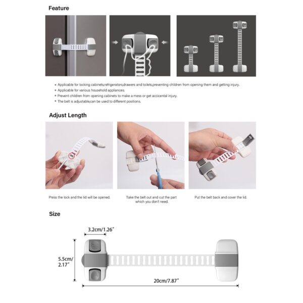 Adjustable Multi purpose lock Child Safety Cabinet Lock Protector Drawer Door Cabinet Lock Plastic Protection Kids Safety Door Lock - Image 6