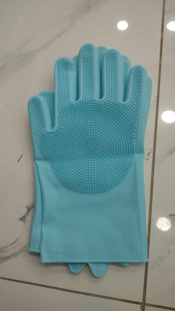 Silicone Washing Full Finger Gloves - For Home (Random Colors) - Image 2