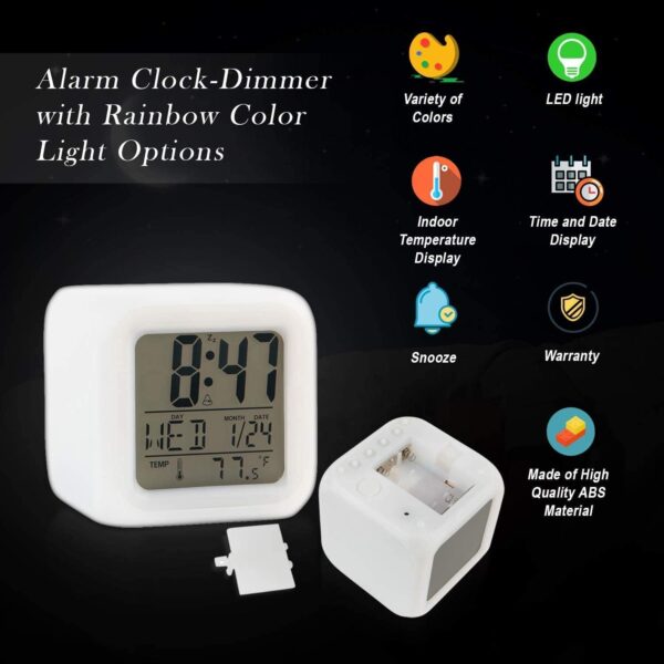 Creative Alarm Clock Sublimation LED Digital Clock 7 Color Changing Light Night Glowing Kids Desk Clock - Image 9