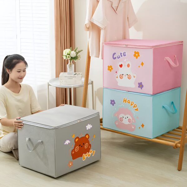 Lucky Teddy Bear Storage Bag - Clothes & Toy Organizer | Cartoon Animal Storage Box (Random Design & color) - Image 5