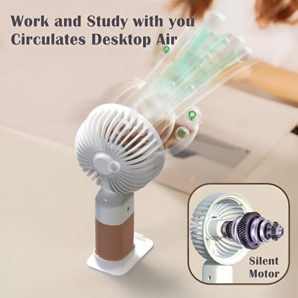 Portable Handheld Fan with Cellphone Stand - Rechargeable (Random color) - Image 4