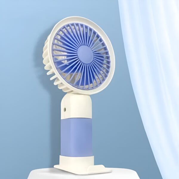 Portable Handheld Fan with Cellphone Stand - Rechargeable (Random color) - Image 6