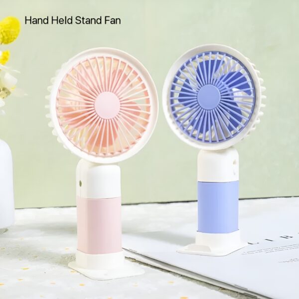 Portable Handheld Fan with Cellphone Stand - Rechargeable (Random color) - Image 5