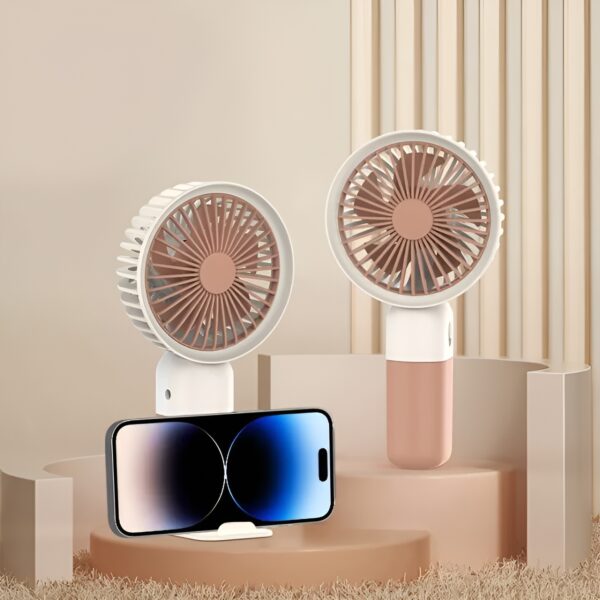 Portable Handheld Fan with Cellphone Stand - Rechargeable (Random color) - Image 7