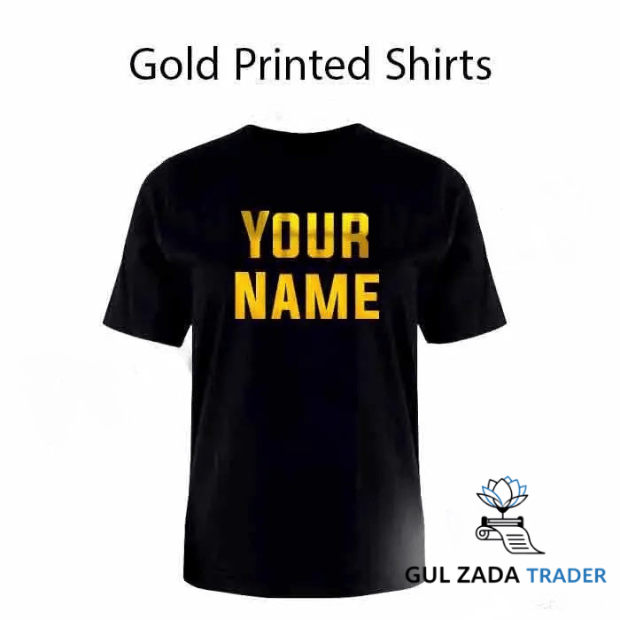Gold Name T Shirt Printing Custom Shiny Print